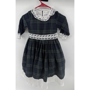 Trish Scully Child Girls Green Plaid Lace Tartan Holiday Christmas Dress 8
